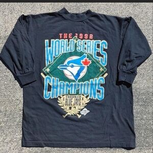 ​1992 Toronto Blue Jays World Series Starter Mock Neck Shirt Medium 1/2 Sleeve